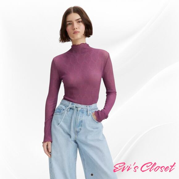 Levi's Second Skin Top Sheer Pink Purple Sz M. NWT - Picture 1 of 7